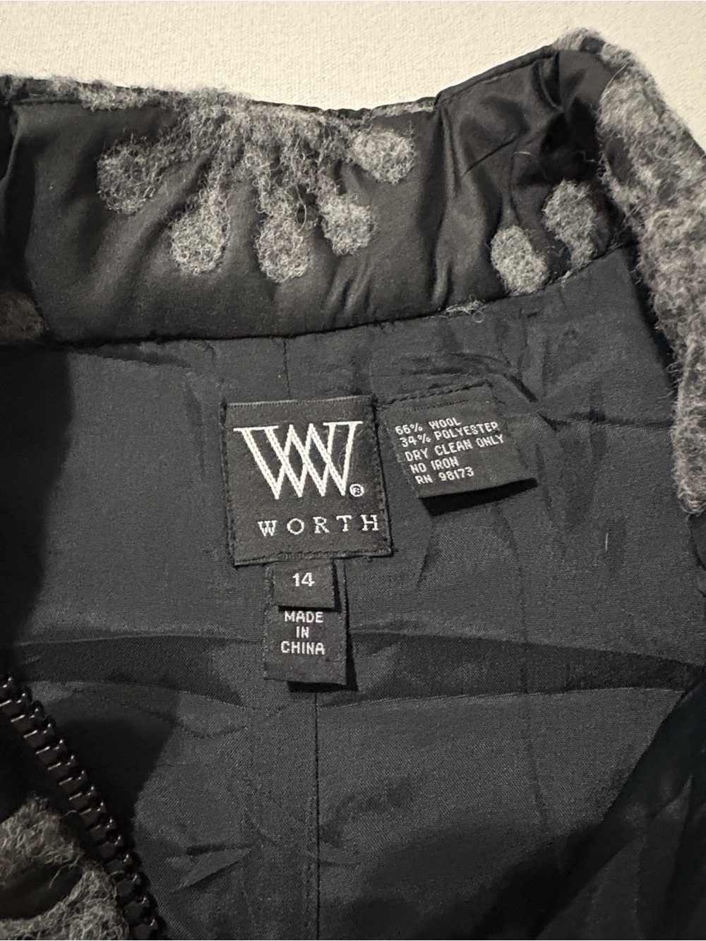 W by Worth black wool blend vest size 14 - Picture 5 of 9